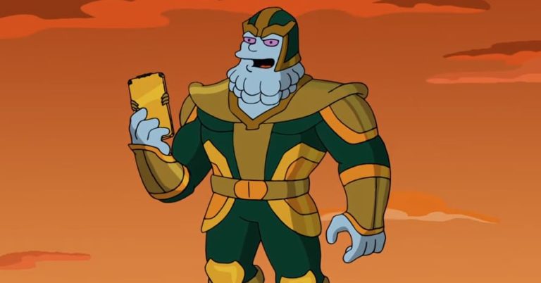 Los Simpson' en el tráiler revelan un primer vistazo a Kevin Feige de Marvel como Thanos.